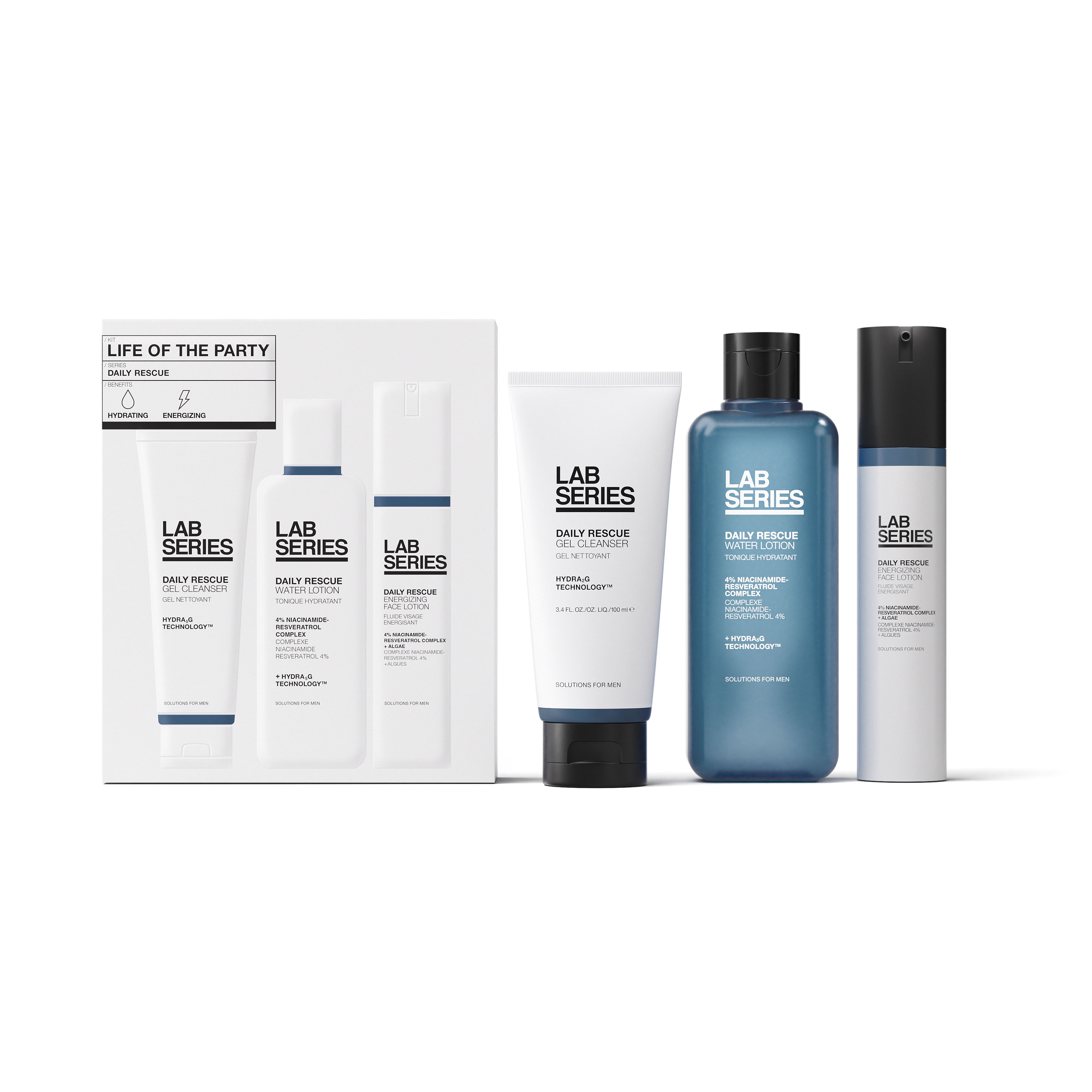 Water Life Series SKIN WASH 3個セット Daily Rescue Life of the Party 3-Pc Skincare Set | Lab Series