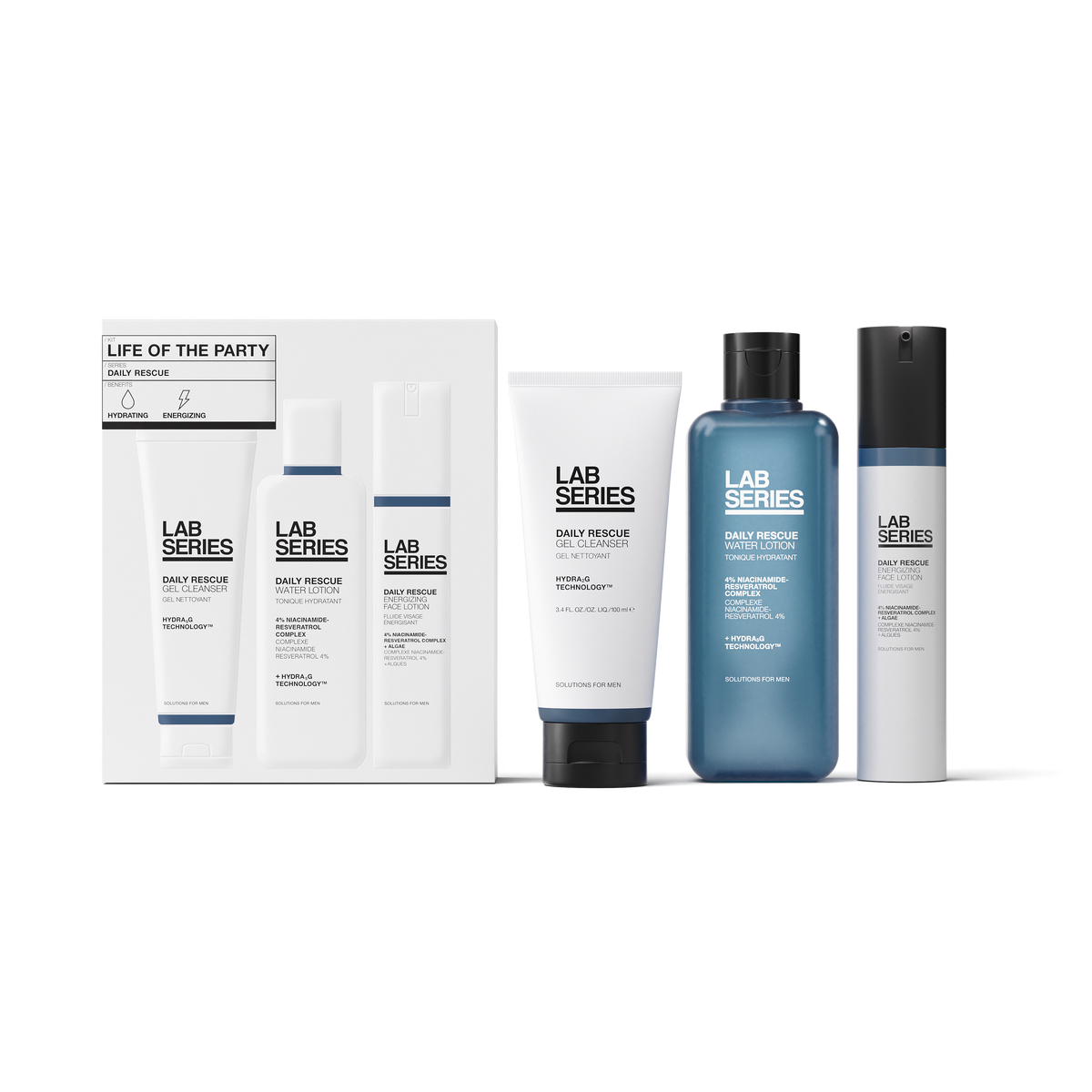 Water Life Series SKIN WASH 3個セット Daily Rescue Life of the Party 3-Pc Skincare Set | Lab Series